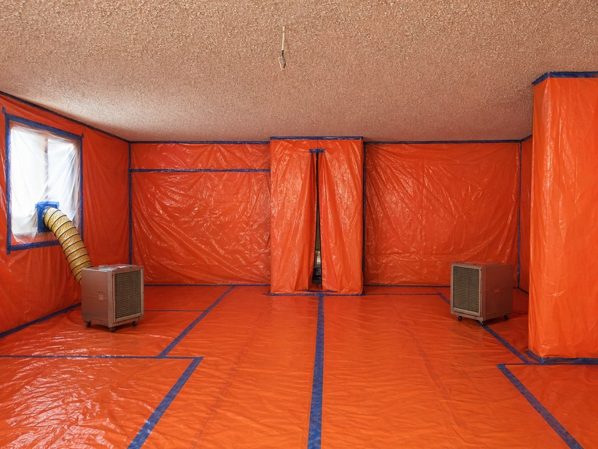 Popcorn ceiling before asbestos abatement